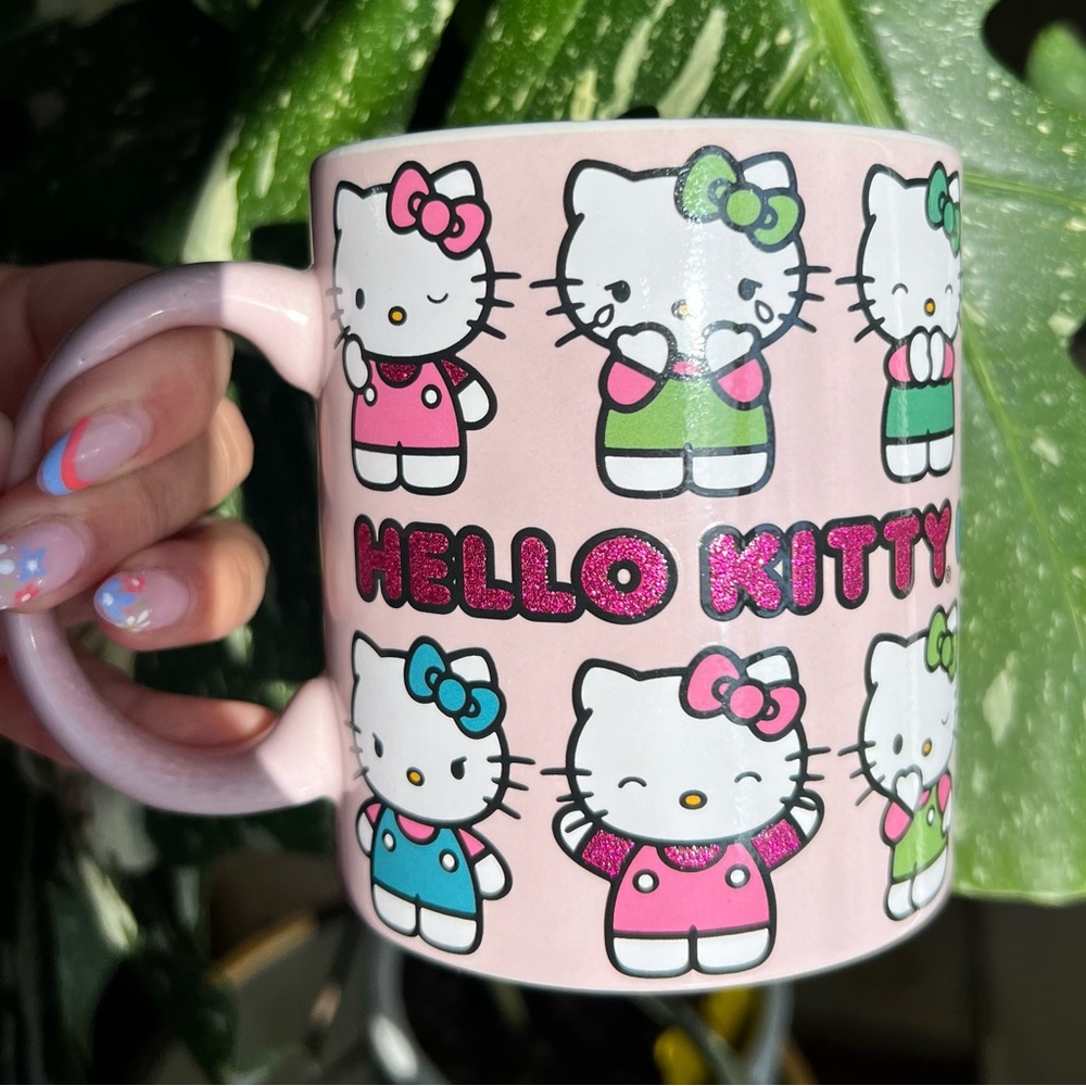 New Pink Glitter Hello Kitty Mug